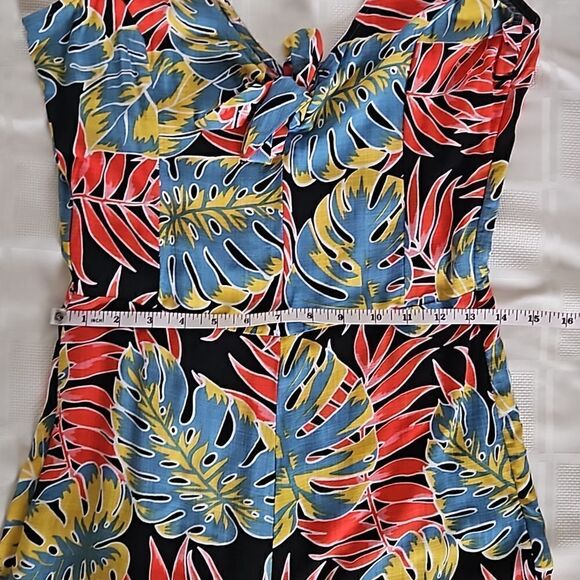 OXXO Women's Tropical Bell- Bottoms Jumpsuit Size Small Red/Blue - Picture 6 of 16